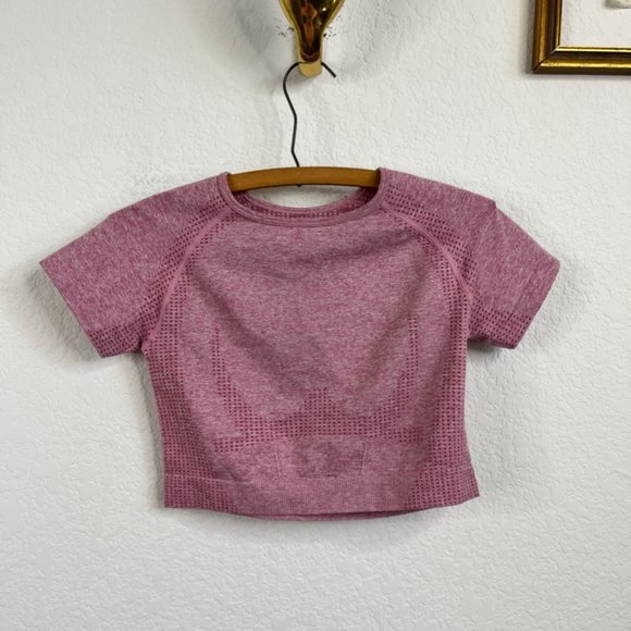 VSX Pink Cropped Compression Top Short Sleeve - Picture 2 of 5